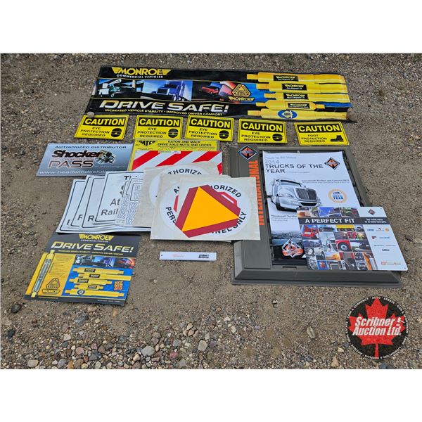 Assorted Truck Shop Signs, Banners and Posters