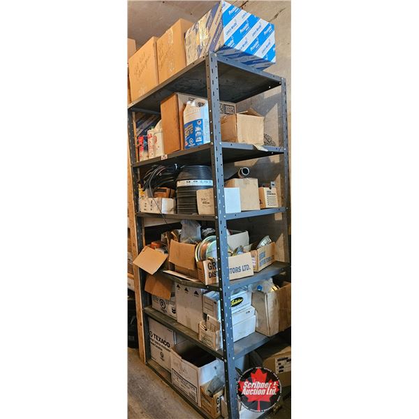 Metal Shelving Unit with Assorted Parts & Supplies