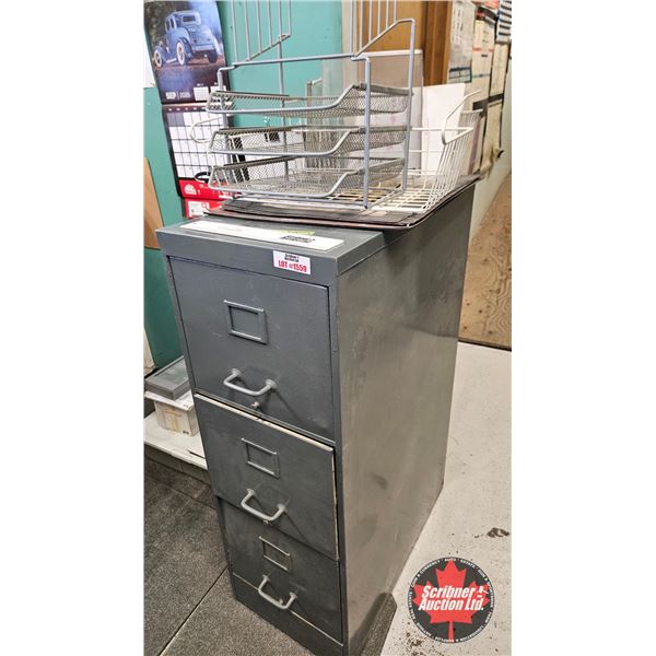 3-Drawer Filing Cabinet with Contents