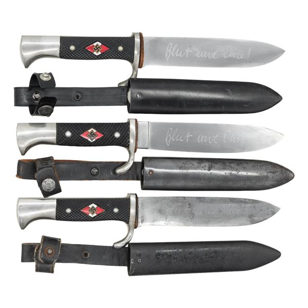 3 WWII GERMAN HJ KNIVES.