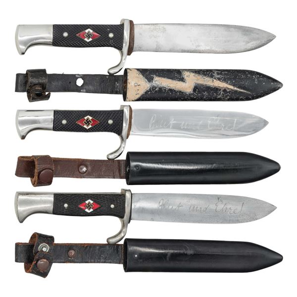 3 WWII GERMAN HJ KNIVES.