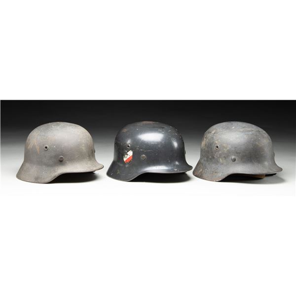3 WWII GERMAN LUFTWAFFE HELMETS.