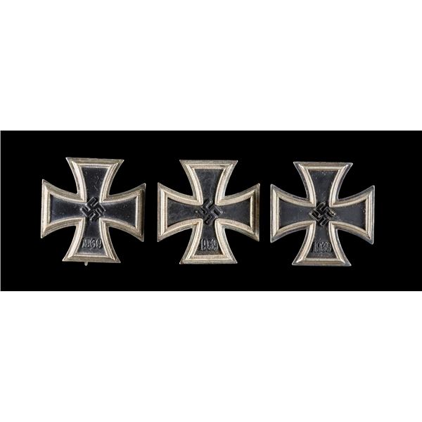 3 WWII GERMAN 1ST CLASS IRON CROSSES WITH