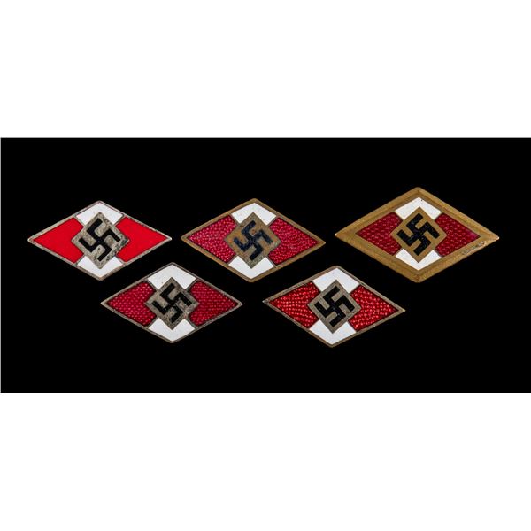 5 WWII GERMAN HJ MEMBERSHIP PINS