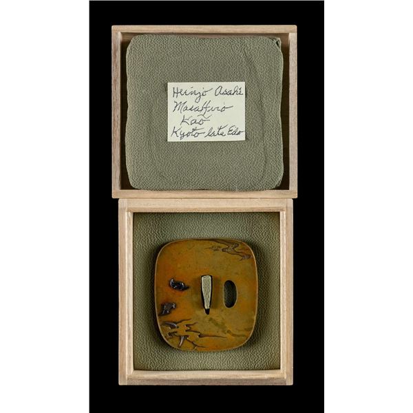 LATE EDO PERIOD TSUBA WITH SHAKUDO KOMORI.
