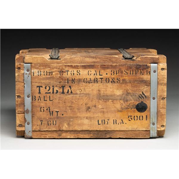 WWII ORDNANCE MARKED 38 SUPER AMMO CRATE FOR OSS.