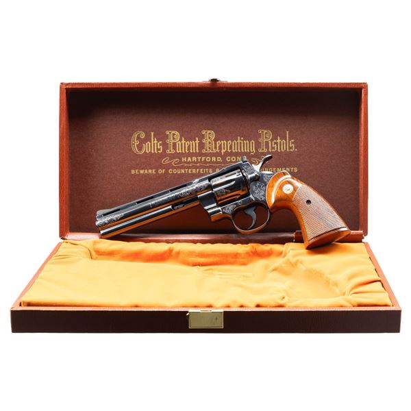 EXCEPTIONAL CASED FACTORY "B ENGRAVED COLT PYTHON