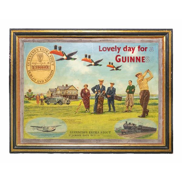LARGE "Lovely Day for a Guinness" GOLF SCENE