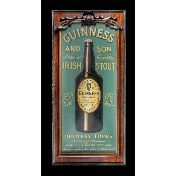 LARGE ADVERTISEMENT FOR GUINNESS IRISH STOUT.