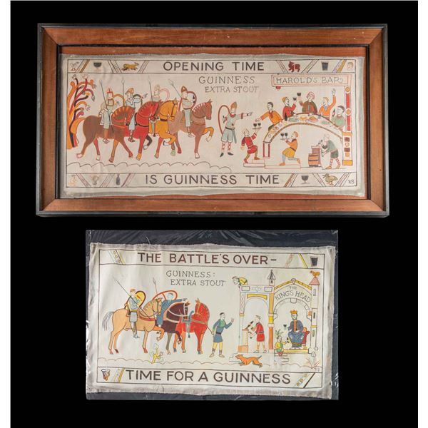 2 PAINTED "TIME FOR A GUINNESS" TAPESTY STYLE