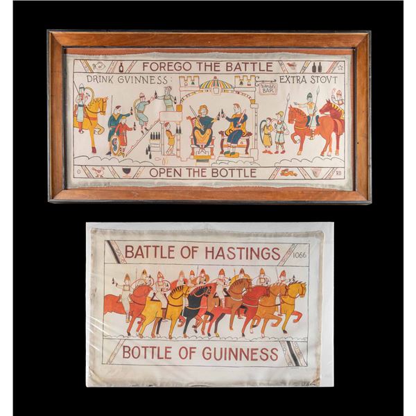 2 GUINNESS TAPESTY STYLE PAINTED ADVERTISEMENTS.