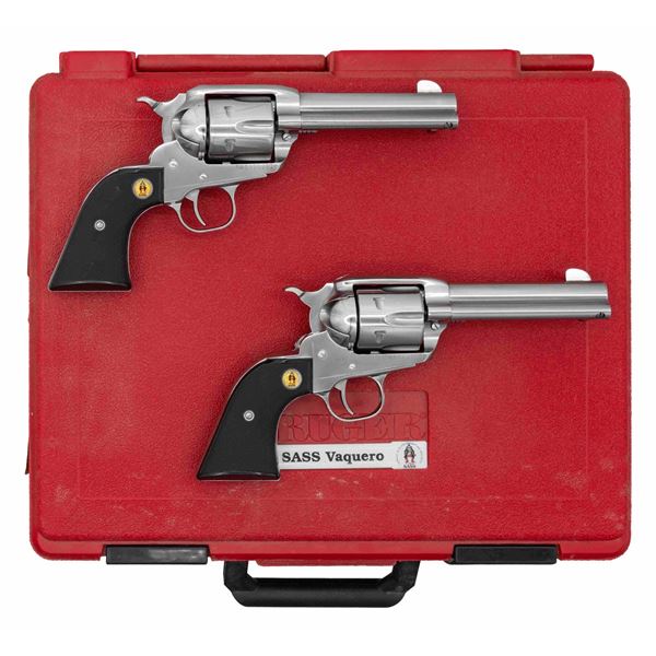 CASED SET OF RUGER STAINLESS NEW VAQUERO SASS