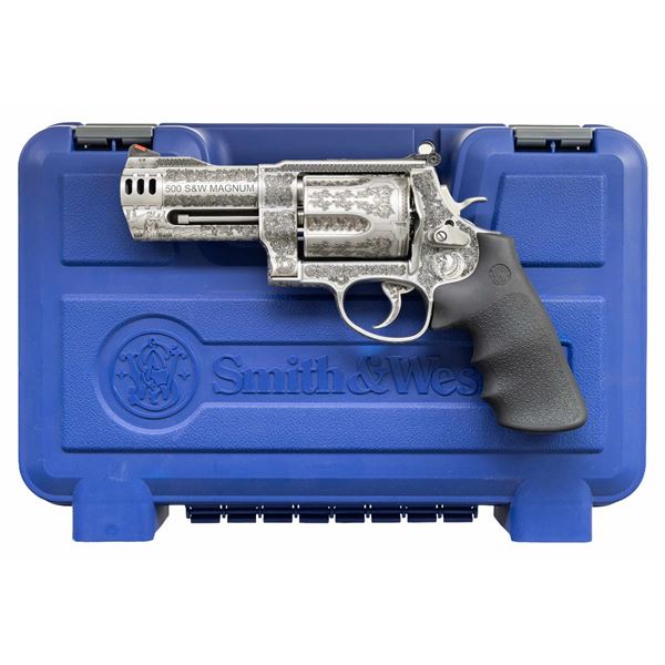 CUSTOM ENGRAVED SMITH & WESSON 500 DA REVOLVER.