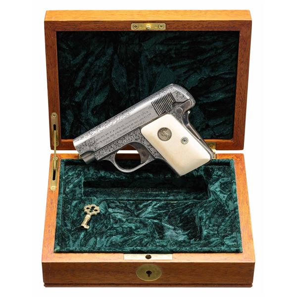CASED, JOHN R. ROHNER ENGRAVED, COLT MODEL 1908