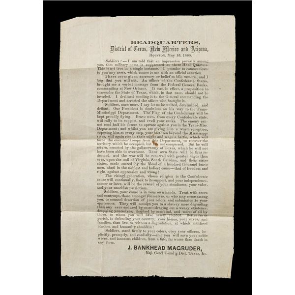 RARE, UNIQUE & IMPORTANT LATE WAR PATRIOTIC TEXAS