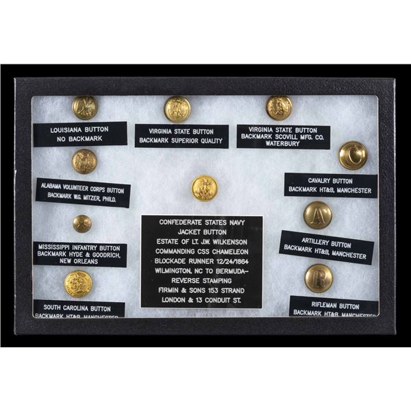 GROUP OF TEN FINE CONFEDERATE COAT BUTTONS.