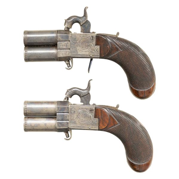 GOOD PAIR OF CASED PERCUSSION BOXLOCK SCREW