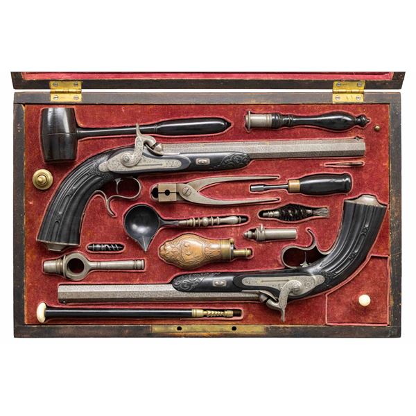 VERY FINE CASED PAIR OF PERCUSSION TARGET PISTOLS