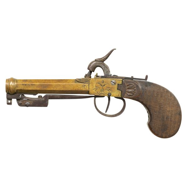 BELGIAN CANNON BARREL BOXLOCK PERCUSSION PISTOL