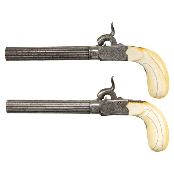 INTERESTING PAIR OF BOXLOCK PERCUSSION GREAT COAT
