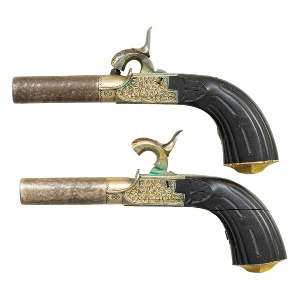 HIGH QUALITY CASED PAIR OF SCREW BARREL PERCUSSION