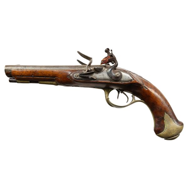 EARLY EUROPEAN DOUBLE BARREL FLINTLOCK PISTOL.