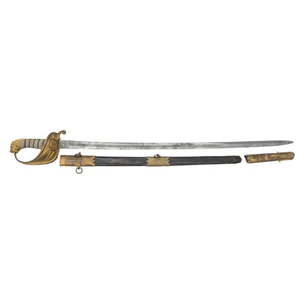 AUSTRIAN NAVAL OFFICERS LION HEAD SWORD BY FIRMIN.