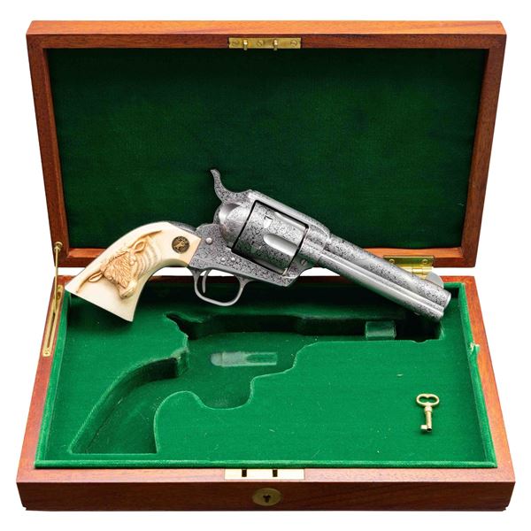 CASED ROHNER ENGRAVED COLT 3RD GEN. SAA REVOLVER.
