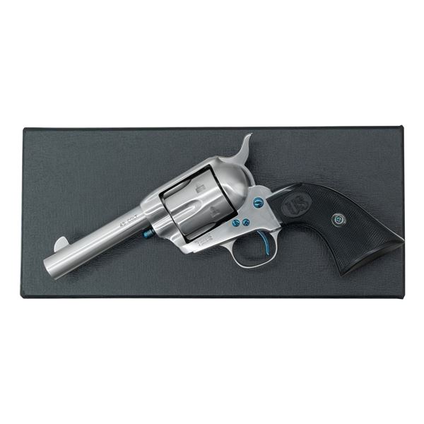 USFA SHERIFF'S MODEL NICKEL SAA REVOLVER WITH BOX.