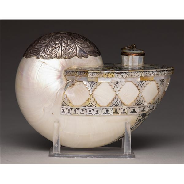 PEARL INLAID PEARL SILVER MOUNTED "BARUTDAN"