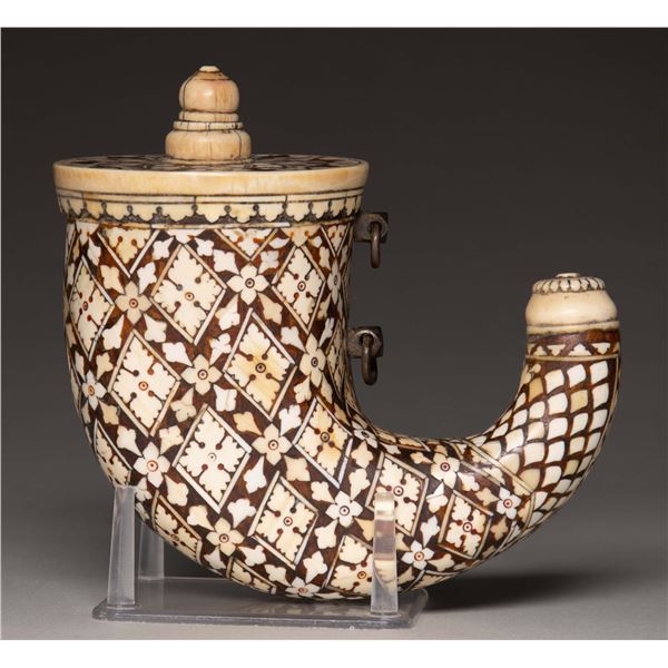 IVORY MOUNTED INDIAN "BARUTDAN" POWDER FLASK,