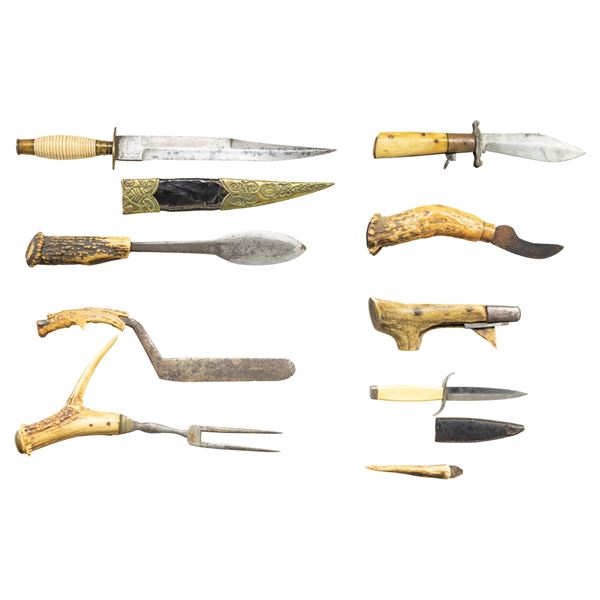 GROUP OF NINE INTERESTING DAGGERS, BOWIE KNIVES &