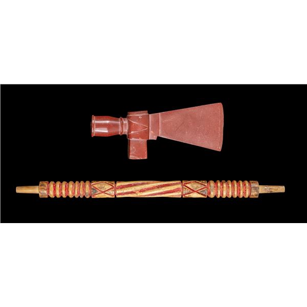 SCARCE CATLINITE NATIVE AMERICAN PIPE TOMAHAWK