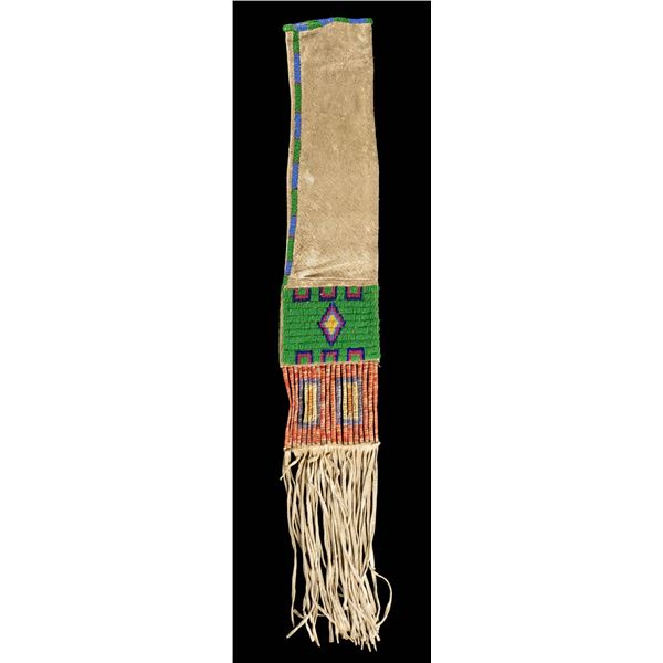 NATIVE AMERICAN BEADED & QUILLED PIPE BAG.