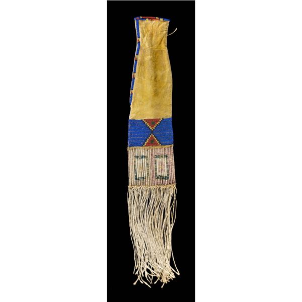 NATIVE AMERICAN BEADED & QUILLED PIPE BAG.