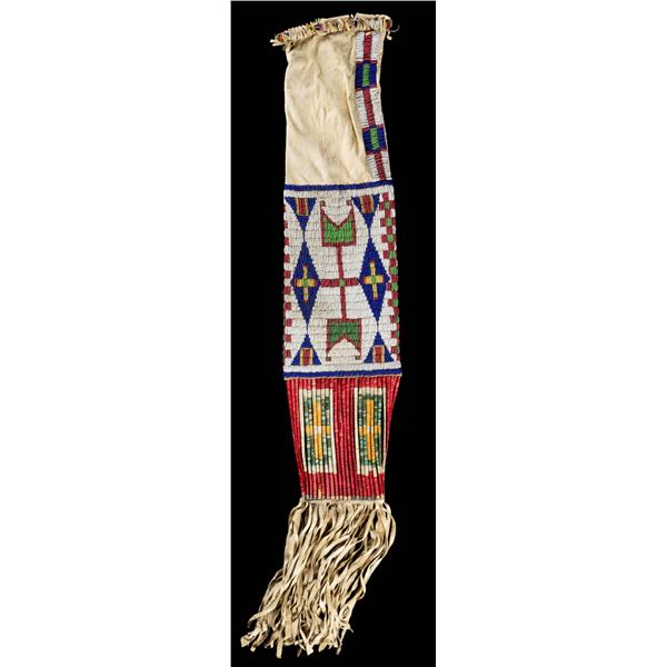FINE NATIVE AMERICAN BEADED & QUILLED PIPE BAG.