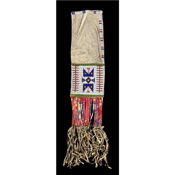 NATIVE AMERICAN BEADED & QUILLED PIPE BAG