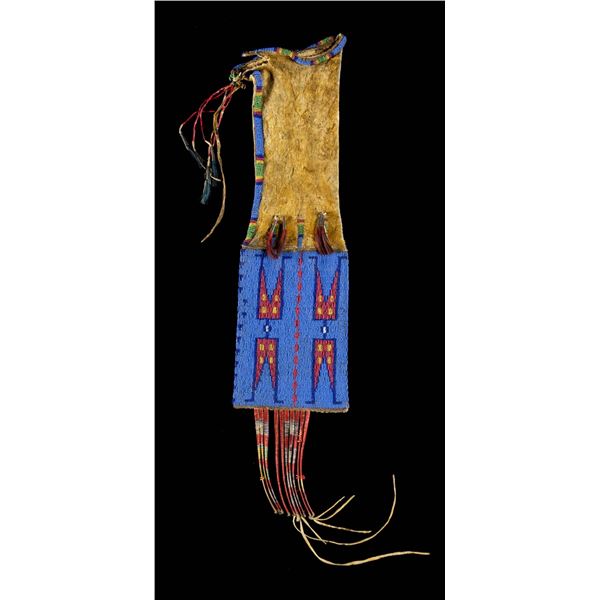 NATIVE AMERICAN BEADED & QUILLED PIPE BAG.