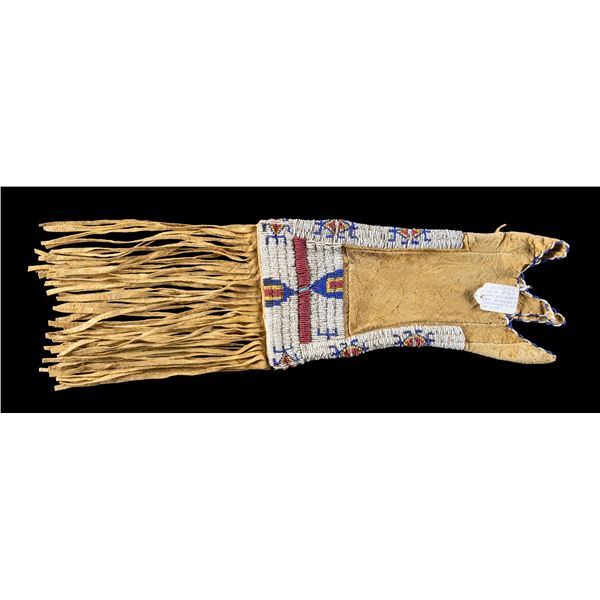 NATIVE AMERICAN FULLY BEADED TOBACCO POUCH.