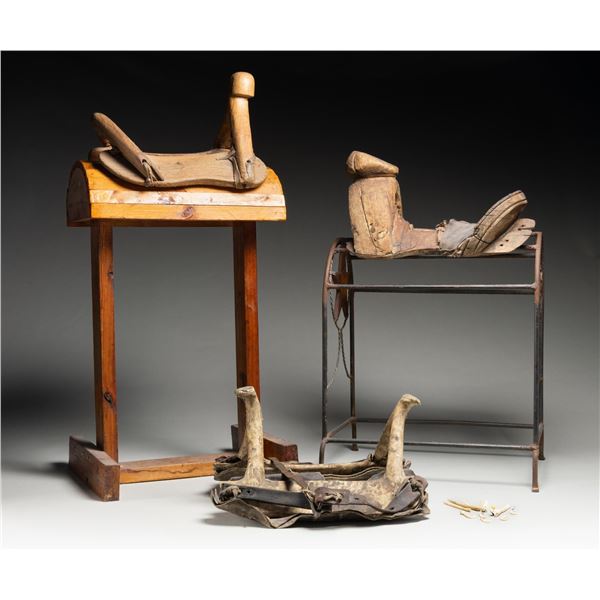 GROUP OF 3 NATIVE AMERICAN PLAINS STYLE SADDLES.