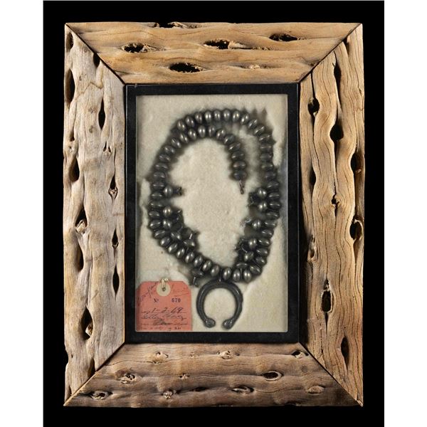 FRAMED NAVAJO STYLE SILVER SQUASH BLOSSOM NECKLACE