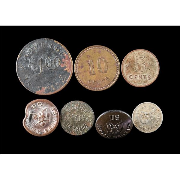 SCARCE WESTERN MILITARY POST EXCHANGE TOKENS.