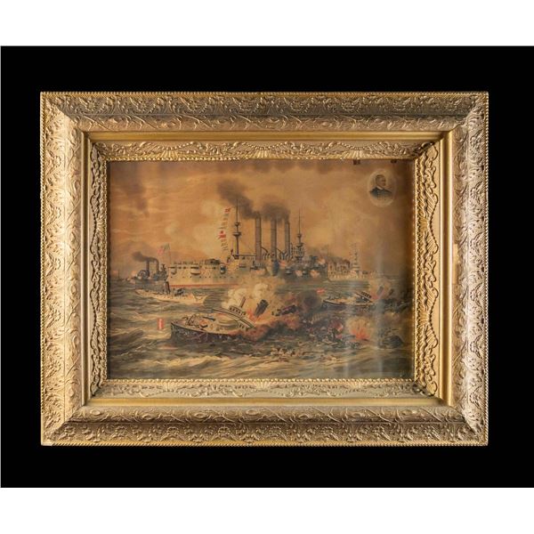 SPANISH-AMERICAN WAR NAVAL CHROMOLITHOGRAPH