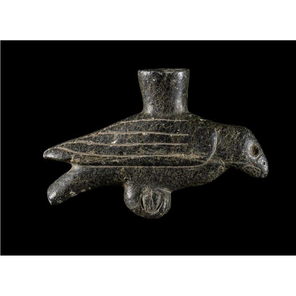 CARVED CHEROKEE SOAPSTONE EFFIGY PIPE FROM JOHN