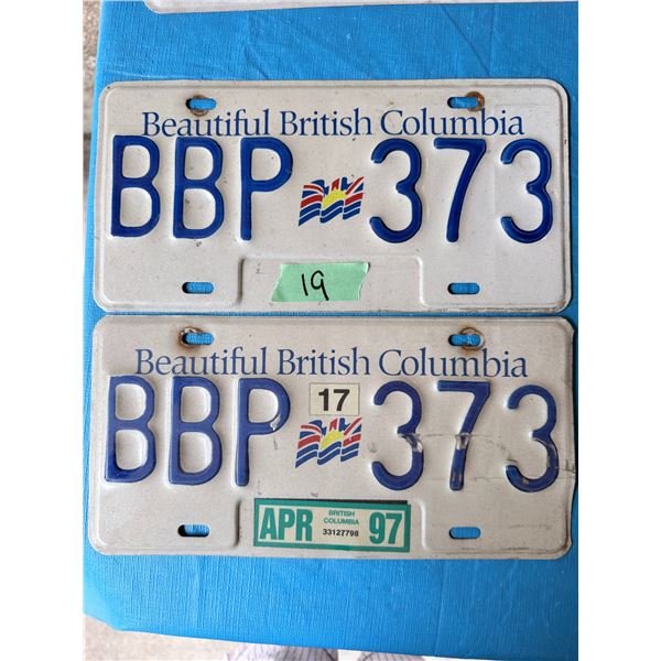 BC 1997 2 LICENSE PLATE PAIR