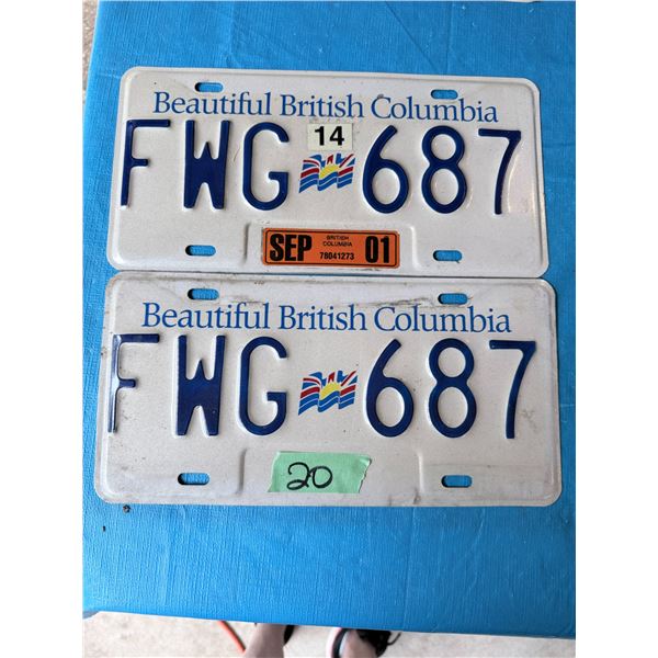 BC 2 LICENSE PLATE PAIR