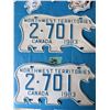 Image 1 : NORTHWEST TERRITORIES 1983 2 LICENSE PLATE PAIR