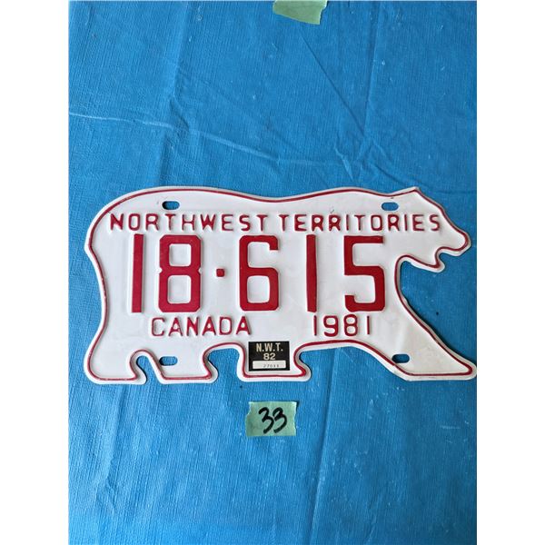 1981 NORTHWEST TERRITORIES LICENSE PLATE