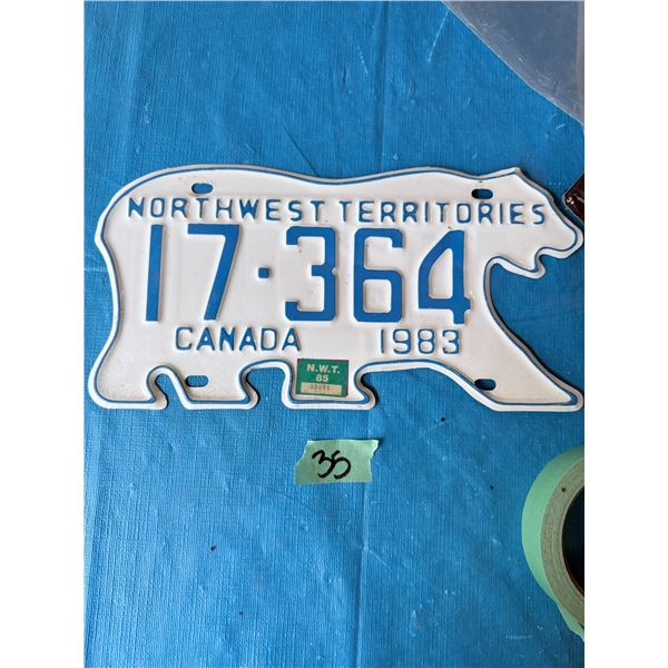 1983 NORTHWEST TERRITORIES LICENSE PLATE
