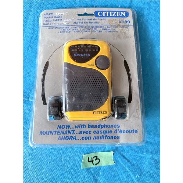 CITIZEN AM/FM SPORTS POCKET RADIO FACTORY SEALED